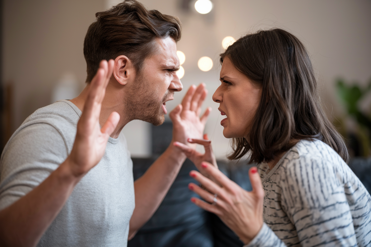 A realistic depiction of a couple in a heated argument, Kodak quality